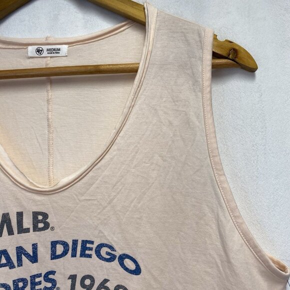 JEFFERSON '47 Letter MLB San Diego Padres 1969 Tank Top Women Medium Blush New - Picture 12 of 13